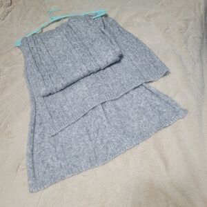 Aerie Cable Knit Scarf wrap Oversized Super Soft Faux Mohair Heather Gray